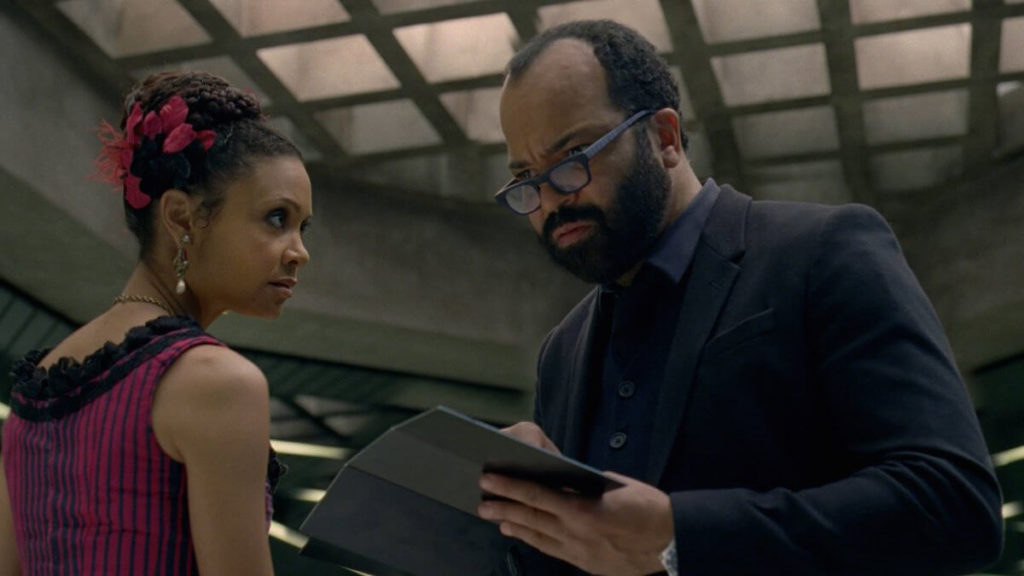 thandie newton as maeve and jeffrey wright as bernard in Westworld